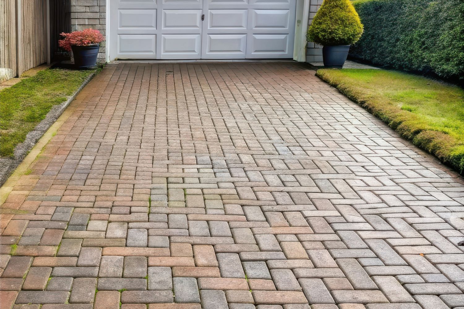 Block paving driveway after cleaning