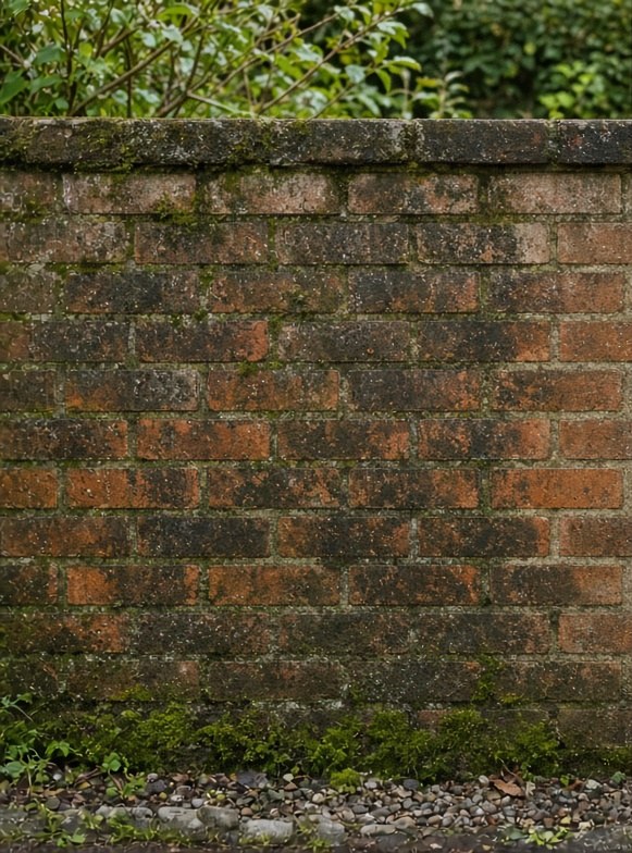 Garden wall before cleaning