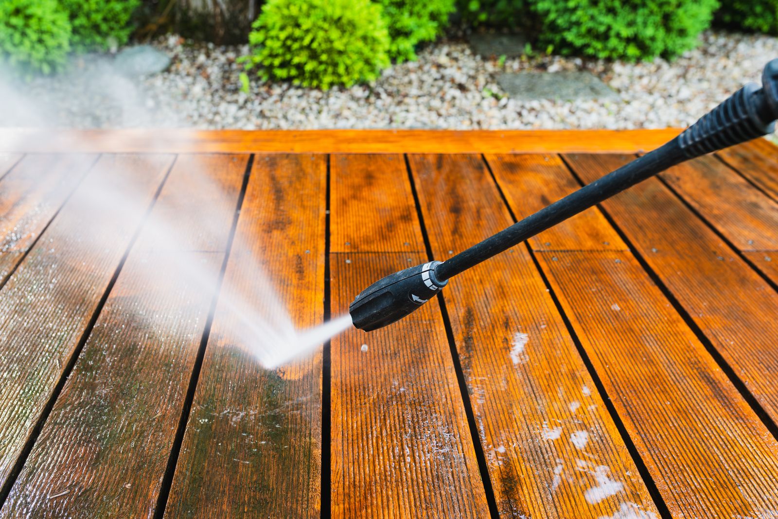 Cleaning timber decking