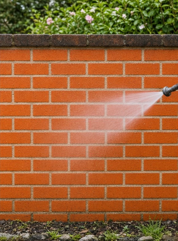 Garden wall after cleaning